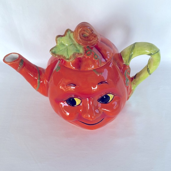 NIB Cracker Barrel Very Beautiful Ceramic Pumpkin  Teapot Orange - Picture 2 of 11